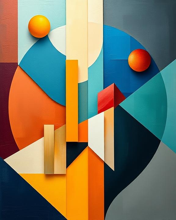 An abstract interpretation in the style of neoplasticism and constructivism, showcasing geometric shapes and dimensions, focusing on mental health symbolism.