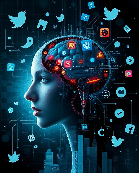 A thought-provoking and abstract representation of the impact of artificial intelligence on mental health.