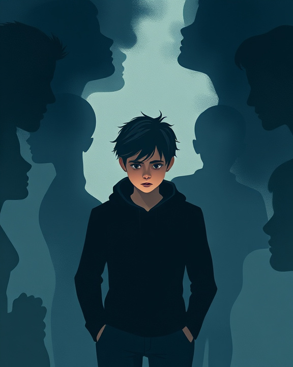 Ragazzo in un circolo di persone