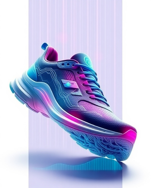 Running shoe with neon lights, representing neuromarketing in action.