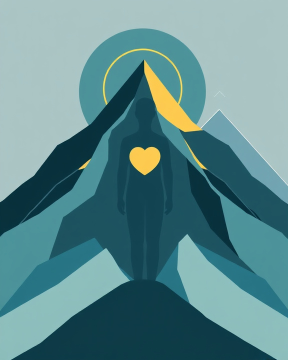 Montagna stilizzata con cuore al centro