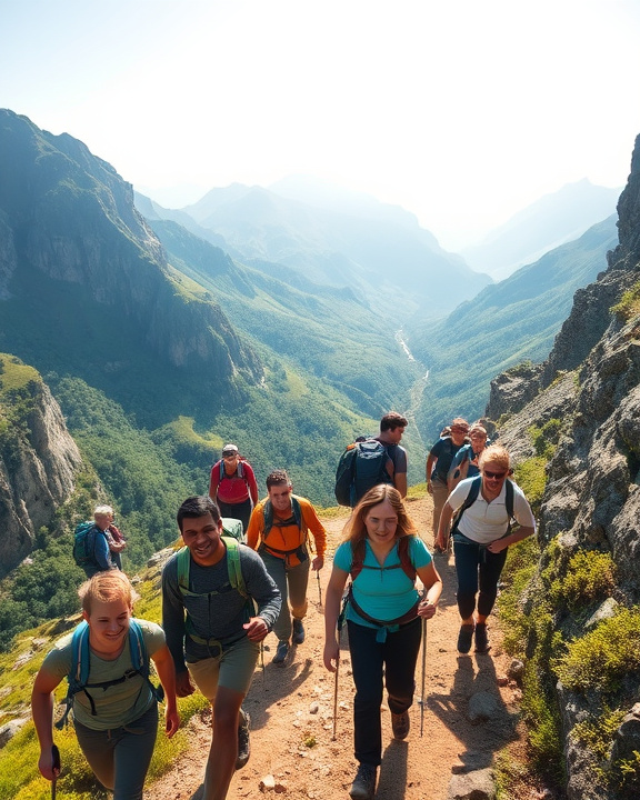 Gruppo di escursionisti in montagna
