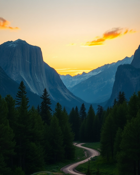 Paesaggio montano al tramonto