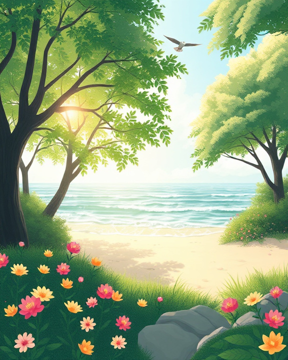 Immagine di paesaggio naturale sereno per rilassamento in VR.