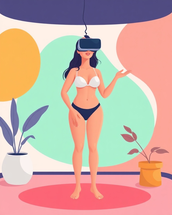 Immagine di una persona in un ambiente virtuale che indossa un visore VR.