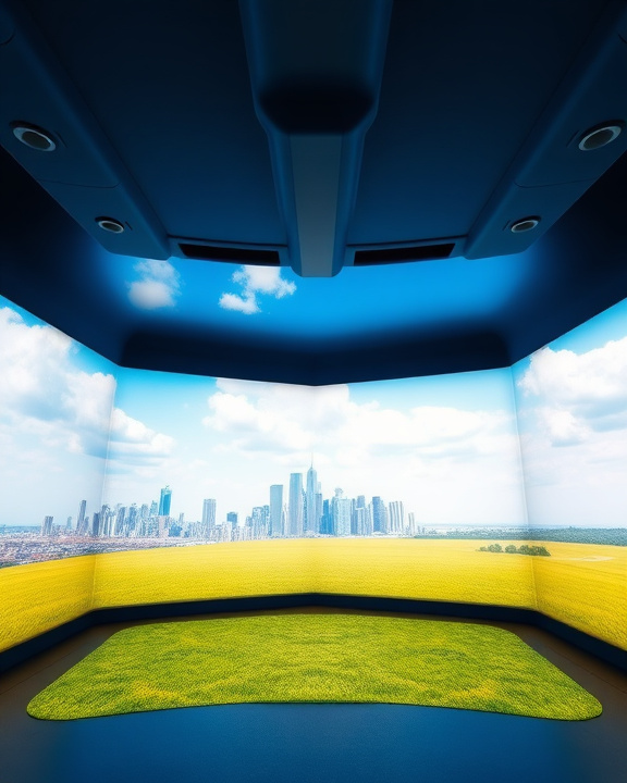 A bright blue sky is shown through the sunroof of a car, with the surrounding interior visible.