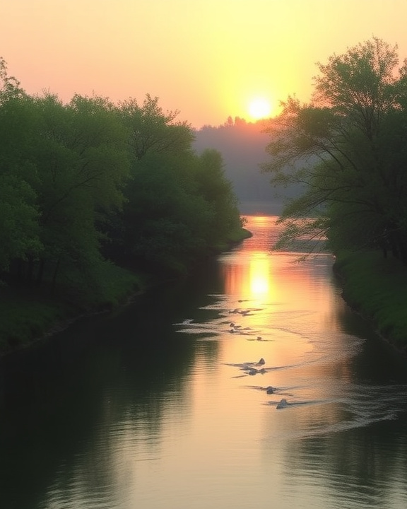 Picture of a river at sunset