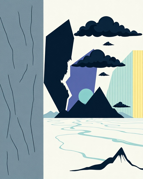 Montagne innevate e cielo cupo