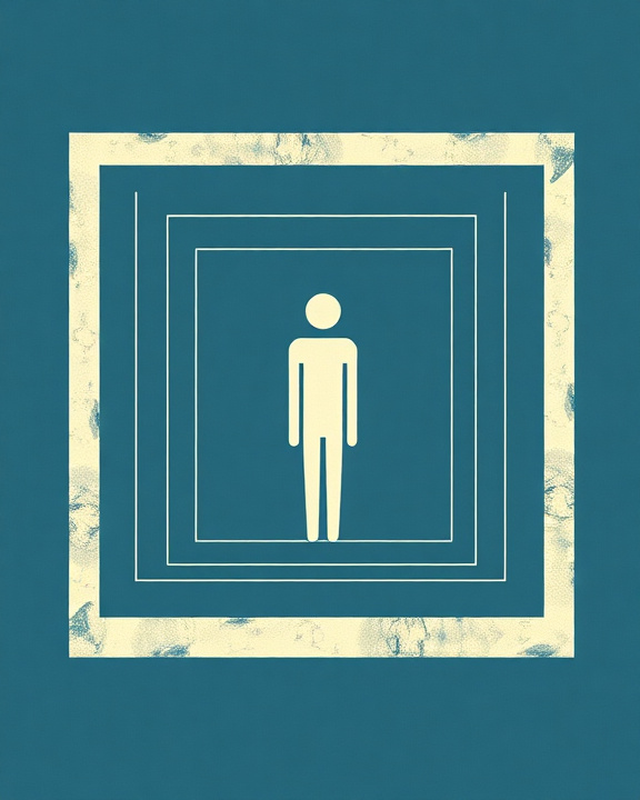 Immagine raffigurante un'astrazione del concetto di camera di risonanza con una figura umana al centro.