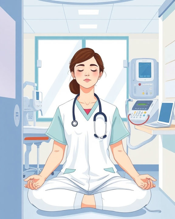 Professionista sanitario che medita