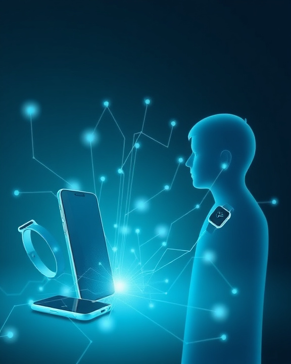 Person connected to digital devices for health monitoring