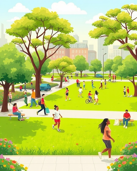 city park with people