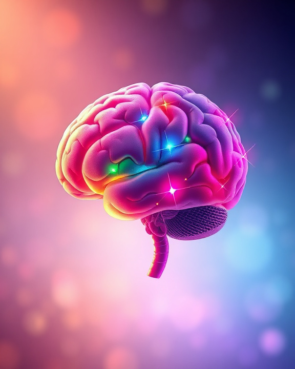 An abstract representation of neuroplasticity and resilience, featuring a colorful brain with interconnected neurons, symbolizing positive cognitive changes. The background is serene and uplifting, with soft lighting and gradients that evoke hope and well-being.