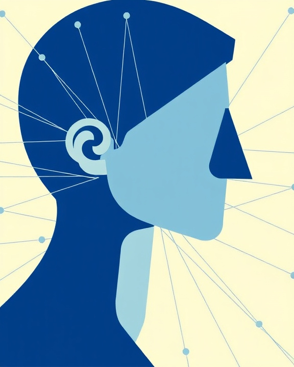 Silhouette of a person with glowing lines connecting to different points, symbolizing digital hyperconnection.