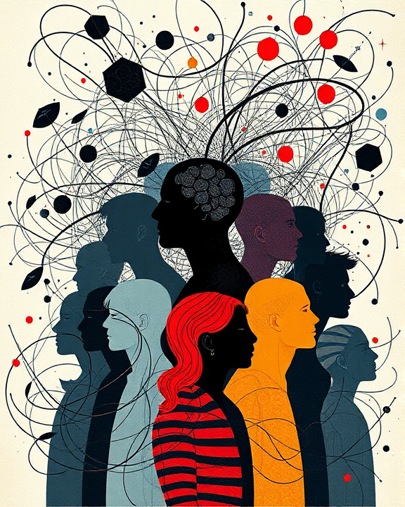 Multiple heads merging to one, with chaotic connections