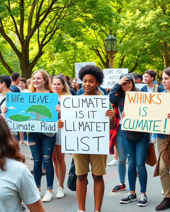 Ragazzi in una manifestazione ambientale