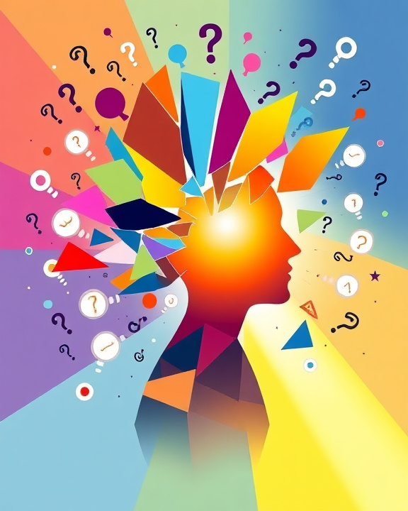Abstract illustration of thoughts and questions