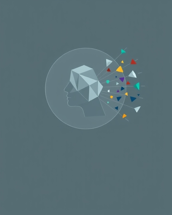 Iconic and abstract visualization demonstrating the concept of echo chambers with geometric shapes and a human figure.