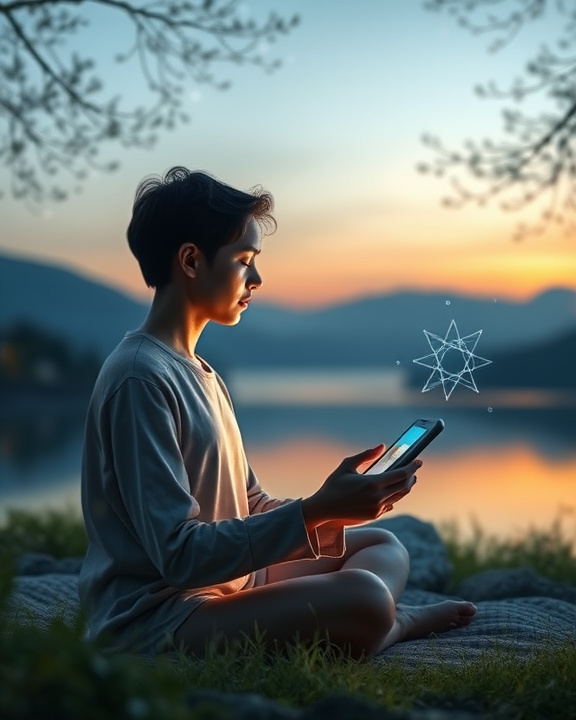 Immagine di supporto alla salute mentale con tecnologia digitale