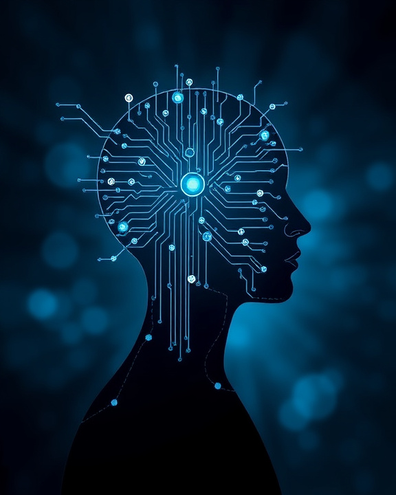 Immagine artistica della collaborazione tra umani e intelligenza artificiale in terapia