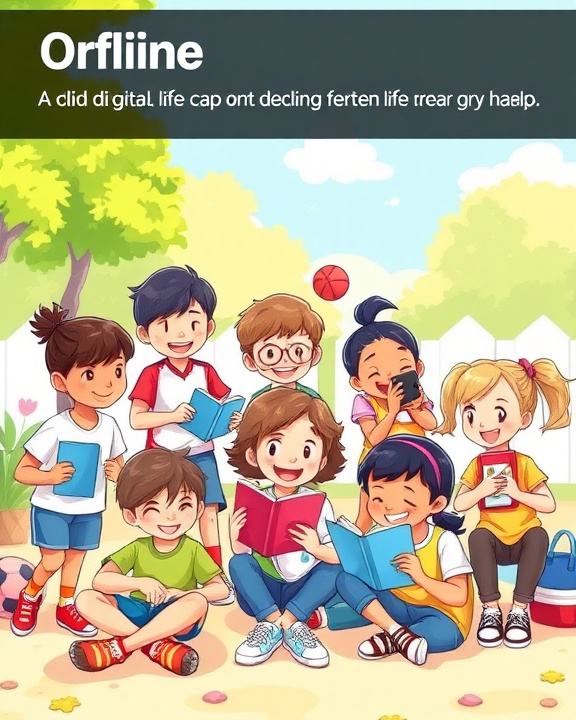 Illustrazione di bambini coinvolti in attivit&agrave; offline