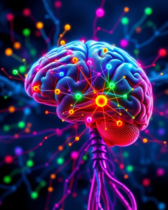 Brain with glowing neural connections